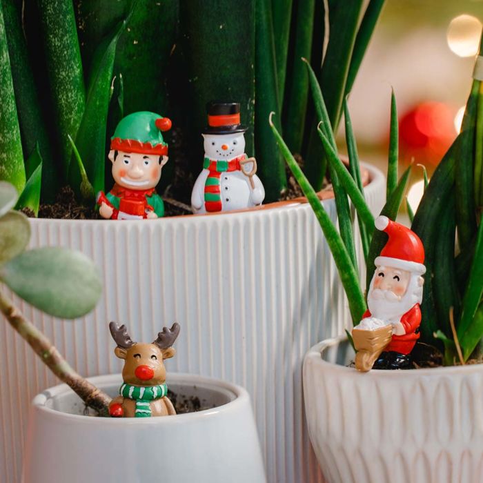 Lot de 4 figurines de Noël pour plantes