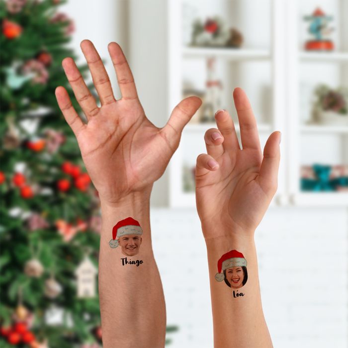 Lot de 6 tatouages personnalisés motif Noël