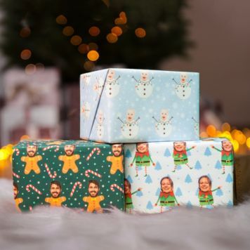 Papier cadeau personnalisé avec visage - Différents motifs